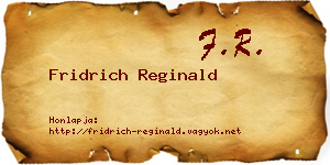 Fridrich Reginald névjegykártya